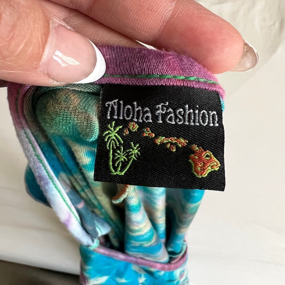 Aloha Fashion Womens Tie Dye Sleeveless Sharkbite Hem Pocket Dress Blue Purple - Picture 6 of 11